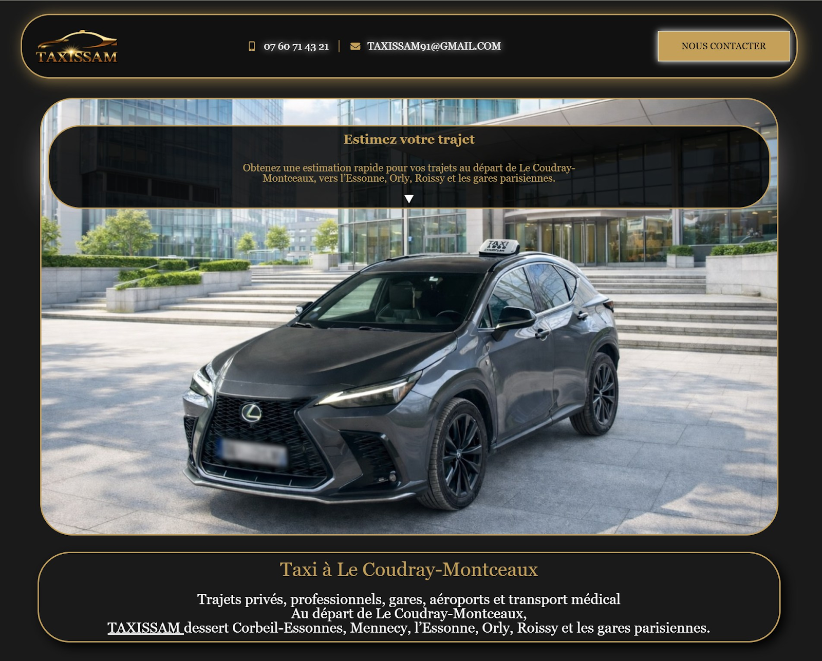 Site web TaxisSam — Taxi à Le Coudray-Montceaux